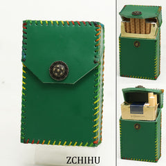 Cool Handmade Leather Womens Green Cigarette Holder Case for Women - iwalletsmen