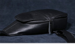 Genuine Leather Mens Cool Chest Bag Sling Bag Crossbody Bag Travel Bag Hiking Bag for men