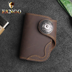 Handmade Leather Floral Mens Cool billfold Wallet Card Holder Small Card Slim Wallets for Men