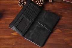 Handmade Leather Mens Cool Long Leather Wallet Bifold Clutch Wallet for Men - iwalletsmen