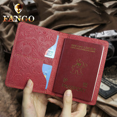 Handmade Leather Floral Mens Cool billfold Wallet Passport Card Holder Small Card Slim Wallets for Men