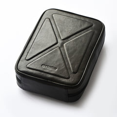 Cool Leather Black Mens Leather 4pcs Tobacco Pipe Case Zipper Tobacco Pipe Case for Men - iwalletsmen