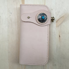 Cool Leather Mens Biker Chain Wallets Handmade Long Wallet with Chain - iwalletsmen