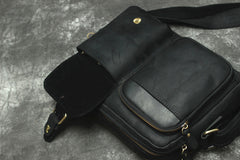 Handmade Leather Mens Cool Small Messenger Bag iPad Bag Chest Bag Bike Bag Cycling Bag for men