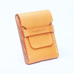 Handmade Wooden Leather Mens Cigarette Case Cool Beige Custom Cigarette Holder for Men - iwalletsmen