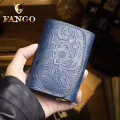Blue Leather Wallet for Keys wallet and key holder​ Mens Key Wallet Car Key Wallet Trifold Key Wallet Holder Key Case Wallet