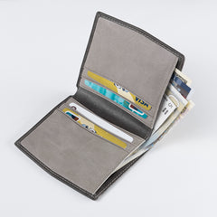 Handmade Leather Mens Cool Slim Leather Wallet Men Small Wallets Bifold for Men