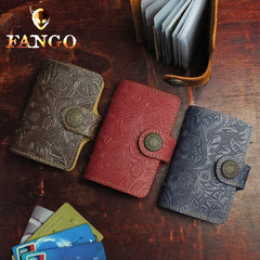 Handmade Leather Floral Mens Cool billfold Wallet Card Holder Small Card Slim Wallets for Men