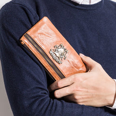 Handmade Leather Mens Chain Biker Wallet Cool Leather Wallet Wrist Wallets for Men - iwalletsmen