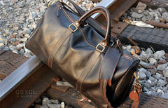 Genuine Leather Mens Cool Weekender Bag Travel Bag Duffle Bags Overnight Bag Holdall Bag for men