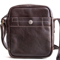 Genuine Leather Mens Cool Messenger Bag Sling Bag Chest Bag Bike Bag Cycling Bag for men