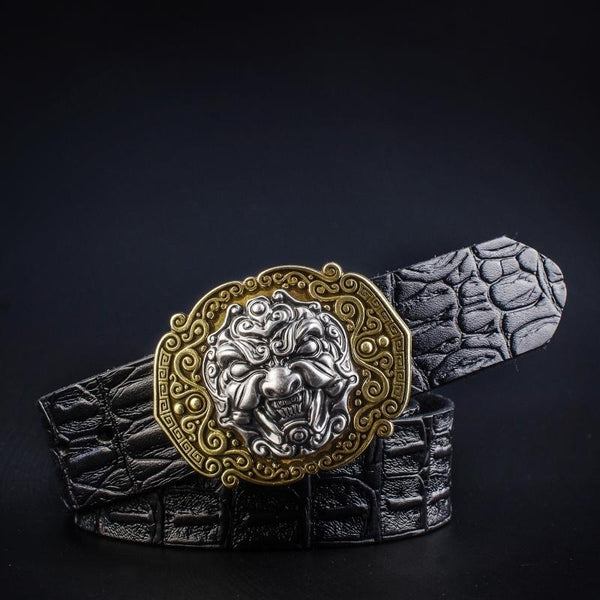 Handmade Genuine Leather Punk Rock Chinese Monster Mens Cool Men Biker Trucker Leather Belt