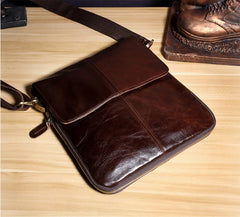 Genuine Leather Mens Cool Small Messenger Bag Square Bag Chest Bag Bike Bag Cycling Bag for men