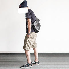 Genuine Leather Mens Cool Messenger Bag iPad Bag Chest Bag Bike Bag Cycling Bag for men - iwalletsmen