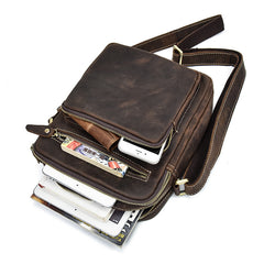Handmade Leather Mens Cool Small Messenger Bag iPad Bag Chest Bag Bike Bag Cycling Bag for men