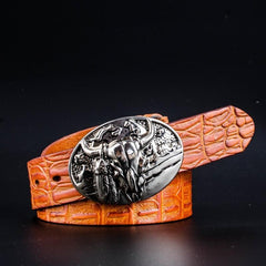 Handmade Genuine Leather Punk Rock Western Country Skull Mens Cool Men Biker Trucker Leather Belt