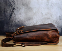 Genuine Leather Mens Cool Backpack Sling Bag Large Black Travel Bag Hiking Bag for men
