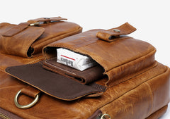 Genuine Leather Mens Cool Messenger Bag Chest Bag Bike Bag Cycling Bag for men