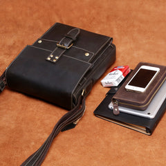 Handmade Leather Mens Cool Messenger Bag Square Bag Chest Bag Bike Bag Cycling Bag for men