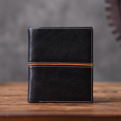 Handmade Leather Mens Cool Slim Leather Wallet Men Small Wallets Bifold for Men