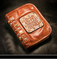 Handmade Leather Mens Chain Biker Wallet Cool Leather Wallet Long Phone Wallets for Men