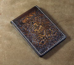 Handmade Leather Tooled Death Metal Deathcore License Wallet Mens Card billfold Wallet Cool Leather Wallet Slim Wallet for Men
