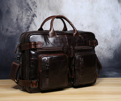 Genuine Leather Mens Cool Messenger Bag Briefcase Backpack Bag Travel Bag for Men