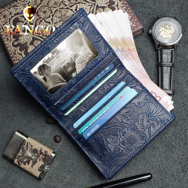 floral womens wallet Handmade Leather Billfolds for Women Floral Blue Leather Wallet Leather Blue Wallet 