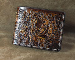 Handmade Leather Tooled TheWalkingDead Mens billfold Wallet Cool Leather Wallet Slim Wallet for Men