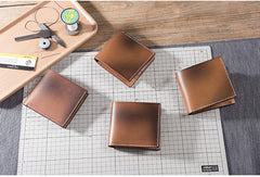 Handmade Leather Mens Cool Slim Leather Wallet Men Small Wallets Bifold for Men