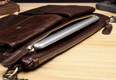 Genuine Leather Mens Cool Messenger Bag Clutch Bag Chest Bag Bike Bag Cycling Bag for men