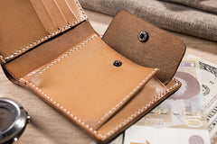 Handmade Leather Mens Cool Slim Leather Wallet Men Small Wallets Bifold for Men