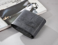 Handmade Leather Mens Cool Slim Leather Wallet Men Small Wallets Trifold for Men