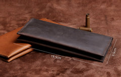 Handmade Leather Mens Cool Long Leather Wallet Clutch Wristlet Wallet for Men
