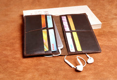 Handmade Leather Mens Cool Long Leather Wallet Clutch Wristlet Wallet for Men