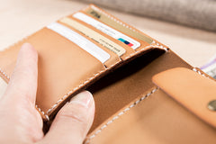 Handmade Leather Mens Cool Slim Leather Wallet Men Small Wallets Bifold for Men