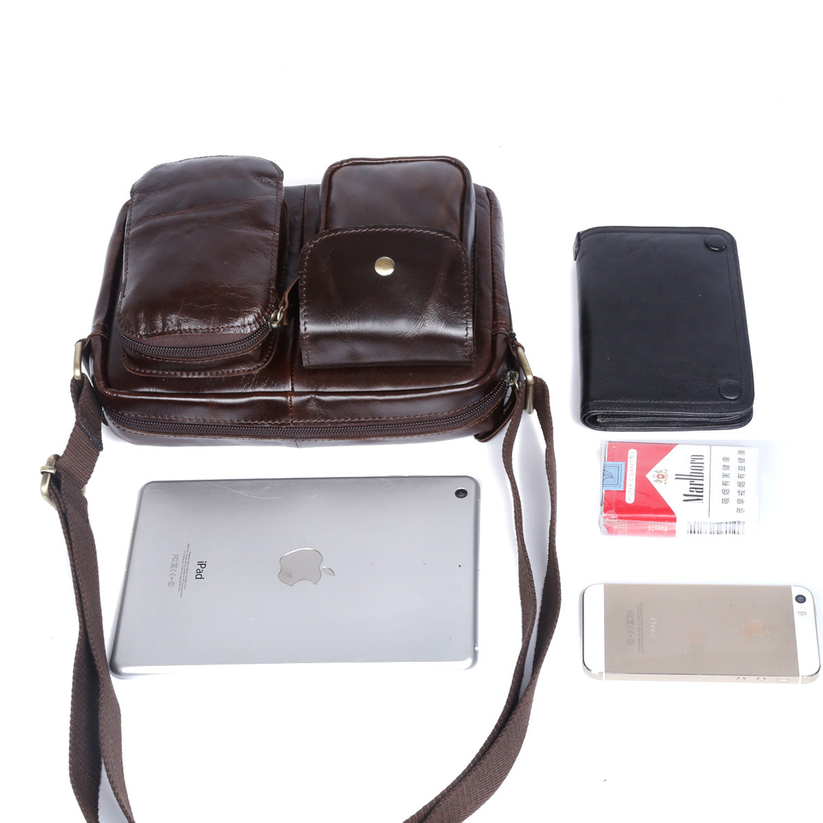 Genuine Leather Mens Cool Messenger Bag Chest Bag Bike Bag Cycling Bag for men