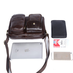 Genuine Leather Mens Cool Messenger Bag Chest Bag Bike Bag Cycling Bag for men