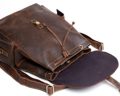 Handmade Leather Mens Cool Backpack Sling Bag Large Black Travel Bag Hiking Bag for men