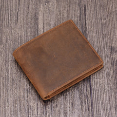 Handmade Leather Mens Cool Slim Leather Wallet Card Wallet Holders Men Small Wallets Bifold for Men