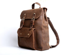 Genuine Leather Mens Cool Backpack Sling Bag Large Black Travel Bag Hiking Bag for men