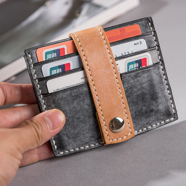 Handmade Leather Mens Cool billfold Wallet Card Holder Small Card Slim Wallets for Men