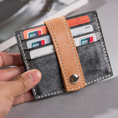 Handmade Leather Mens Cool billfold Wallet Card Holder Small Card Slim Wallets for Men