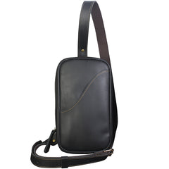 Genuine Leather Mens Cool Chest Bag Sling Bag Crossbody Bag Travel Bag Hiking Bag for men