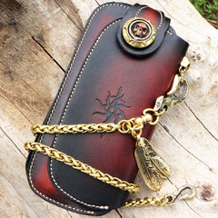 Handmade Mens Cool Leather Chain Wallet Biker Trucker Wallet with Chain