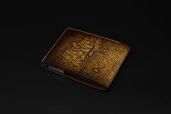 Handmade Leather Tooled World of Warcraft Lich King Mens billfold Wallet Cool Leather Wallet Slim Wallet for Men
