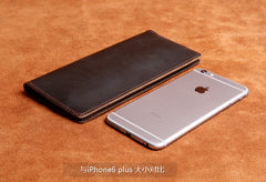 Handmade Leather Mens Cool Long Leather Wallet Clutch Wristlet Wallet for Men