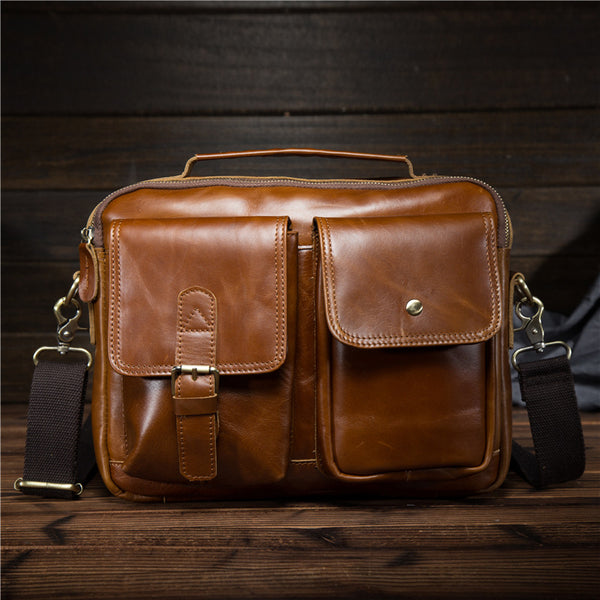 Leather Mens Briefcase Messenger Bag Business Handbag Shoulder Bags for Men - iwalletsmen