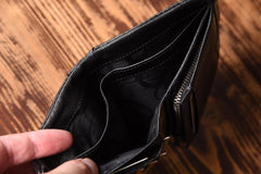 Handmade Mens Cool billfold Leather Wallet Men Small Slim Wallets Bifold for Men