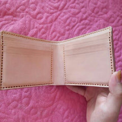 Handmade Leather Tiger Tooled Mens billfold Wallet Cool Leather Wallet Slim Wallet for Men